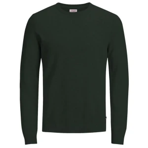 Duży męski sweter gładki wkładany przez głowę Jack & Jones 12250588 ciemnozielony