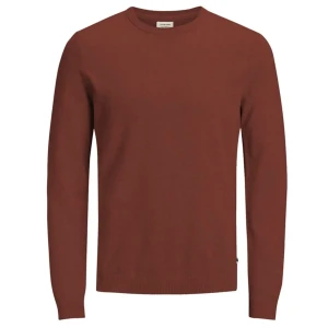 Duży męski sweter gładki wkładany przez głowę Jack & Jones 12250588 ceglasty