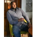 koszula dlugi rekaw plus size granatowa maly wzor