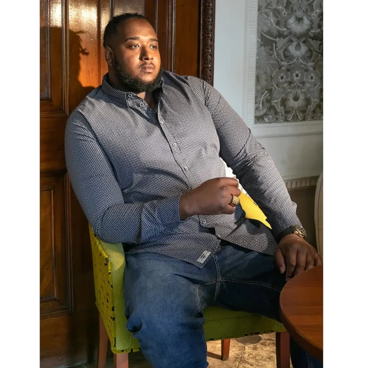 koszula dlugi rekaw plus size granatowa maly wzor