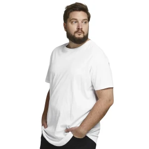 Duża męska koszulka z krótkim rękawem t-shirt gładki Jack & Jones 12184933 biały