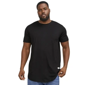 Duża męska koszulka z krótkim rękawem t-shirt gładki Jack & Jones 12184933 czarny