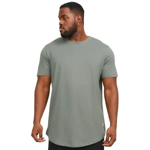 Duża męska koszulka z krótkim rękawem t-shirt gładki Jack & Jones 12184933 szarozielony