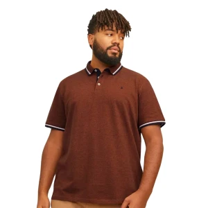 Duża męska polówka koszulka z kołnierzykiem Jack & Jones 12143859 brązowa