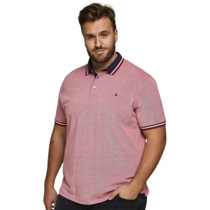 Duża męska polówka koszulka z kołnierzykiem Jack & Jones 12143859 czerwona