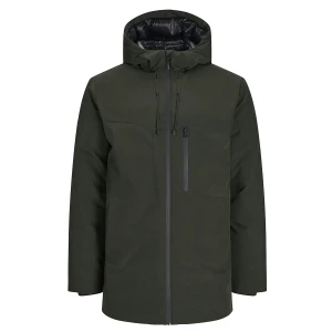 Duża męska kurtka z kapturem parka zimowa Jack & Jones 12265401 khaki