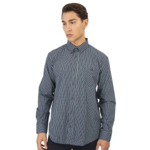 Duża męska koszula w kratę długi rękaw Double Urban Outfitters GS-5022 CC53 granatowo-błękitna