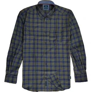 Duża męska koszula w kratę długi rękaw Double Urban Outfitters GS-5022 CC61 granatowo-zielona