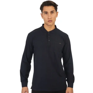 Duża męska koszulka polo z długim rękawem Double Urban Outfitters PS-3031LS granatowa