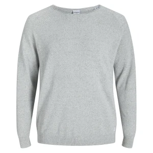 Duży męski sweter gładki wkładany przez głowę Jack & Jones 12163781 jasnoszary