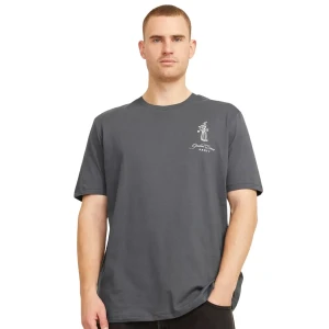 Duża męska koszulka z nadrukiem t-shirt Jack & Jones 12280844 ciemnoszara