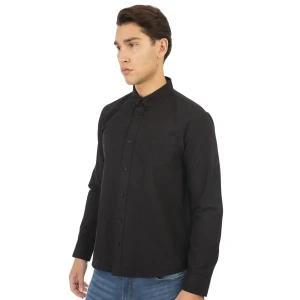 Duża męska gładka koszula długi rękaw Double Urban Outfitters GS-5015 czarna