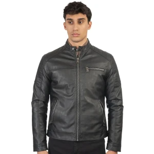 Duża męska kurtka z ekoskóry Double Urban Outfitters MLJK-2021 czarna