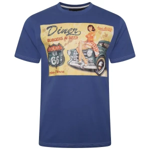 Duża męska koszulka t-shirt z nadrukiem Kam 5751 niebieski