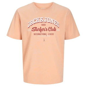 Duża męska koszulka z nadrukiem t-shirt Jack & Jones 12258870 brzoskwiniowy