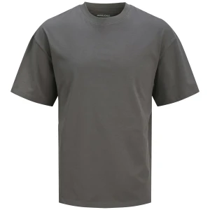 Duża męska koszulka z krótkim rękawem t-shirt gładki Jack & Jones 12250623 ciemnoszary