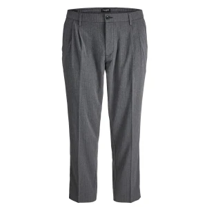 Duże męskie spodnie eleganckie Jack & Jones 12275911 ciemnoszare w paski