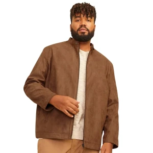Duża męska kurtka zamszowa lekka Jack & Jones 12264104 brązowa