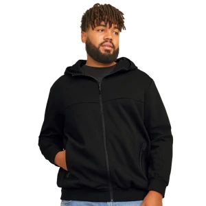 Duża męska bluza rozpinana z kapturem gładka Jack & Jones 12263091 czarna