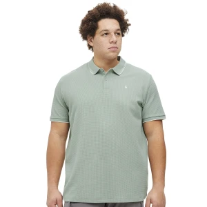 Duża męska polówka koszulka z kołnierzykiem Jack & Jones 12274980 jasnozielona z białymi wstawkami na kołnierzyku
