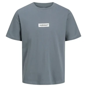 Duża męska koszulka z napisem t-shirt Jack & Jones 12278571 szaroniebieski