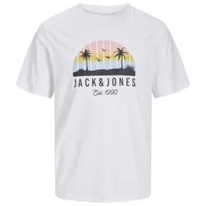Duża męska koszulka z nadrukiem  Jack & Jones 12275775 biała