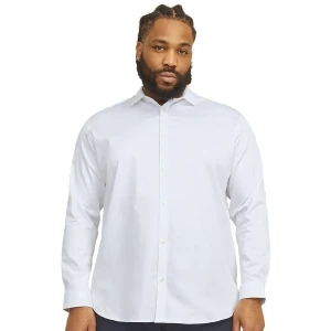 Duża koszula męska gładka z długim rękawem Jack & Jones 12264030 biała