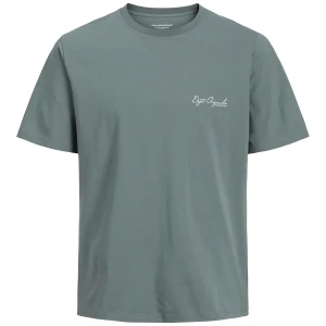 Duża męska koszulka z dużym nadrukiem na plecach t-shirt Jack & Jones 12274761 szaroniebieski