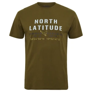 Duży męski t-shirt z napisami koszulka z krótkim rękawem North Latitude 51126-0670 khaki