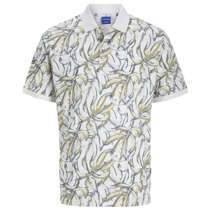 Duża męska polówka koszulka z kołnierzykiem wzorzysta Jack & Jones 12278554 biała