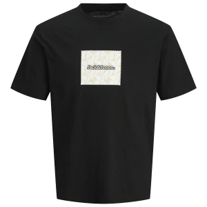 Duża męska koszulka z krótkim rękawem t-shirt z nadrukiem Jack & Jones 12278577 czarny