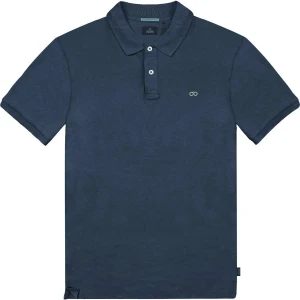 Duża męska koszulka polo gładka Double PS-3032 ciemnoniebieska