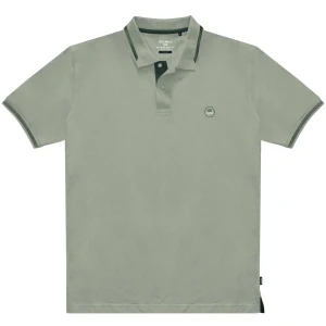 Duża męska koszulka polo gładka ozdobny kołnierzyk Double PS-3037 jasnozielona