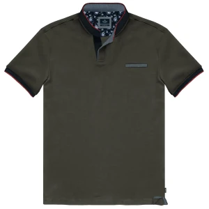 Duża męska koszulka ze stójką polówka Double Urban Outfitters PS-3047 khaki
