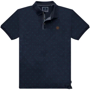 Duża męska koszulka polo delikatny wzór Double Urban Outfitters PS-3044 granatowa