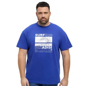 Duży męski t-shirt z wakacyjnym nadrukiem koszulka z krótkim rękawem North Latitude 51322-0570 niebieska