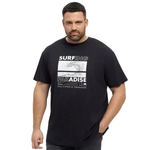 Duży męski t-shirt z wakacyjnym nadrukiem koszulka z krótkim rękawem North Latitude 51322-0099 czarna