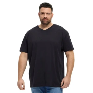 Duży męski T-shirt gładka koszulka z dekoltem w serek North Latitude 51328-0099 czarna