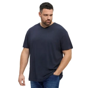 Duży męski T-shirt gładka koszulka z dekoltem w serek North Latitude 51328-0581 granatowa