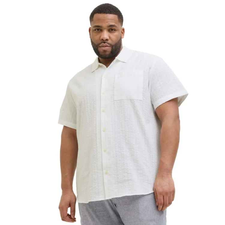 biala wytlaczana meska koszula plus size