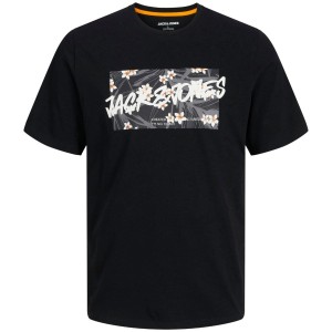 Duża męska koszulka T-shirt z nadrukiem i napisem Jack & Jones 12275757 czarny