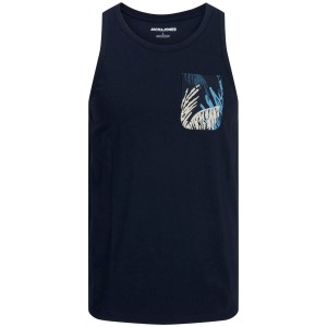 Duża męska koszulka bokserka na ramiączkach z ozdobną kieszonką Jack & Jones 12275756 granatowa