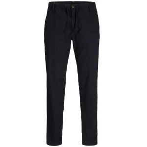 Duże męskie spodnie chinosy z lnem Jack & Jones  12278698 czarne