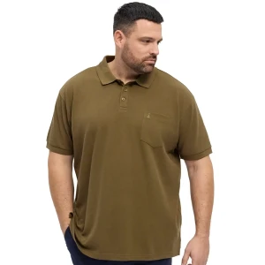 Duża męska koszulka polo gładka z kieszonką North Latitude 51116-0670 khaki
