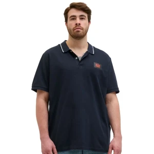 Duża męska polówka koszulka z kołnierzykiem gładka Jack & Jones 12275744  granatowa
