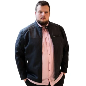 Duża męska kurtka ramoneska modna Jack & Jones 12172908 czarna