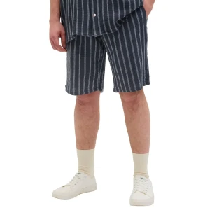 Duże męskie wygodne  lekkie spodenki w paski na gumie Jack & Jones 12279651 granatowe