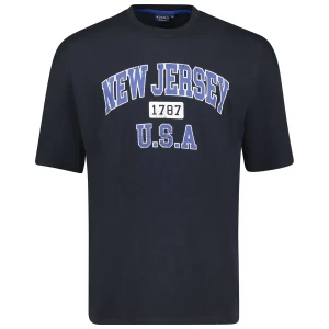 Duży męski t-shirt koszulka z napisami Adamo 131501-360 granatowa