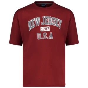 Duży męski t-shirt koszulka z napisami Adamo 131501-590 bordowa