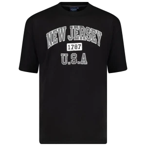 Duży męski t-shirt koszulka z napisami Adamo 131501-700 czarna